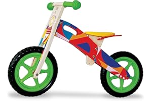 Teorema Giocattoli, Bici Senza Pedali in Legno in Bambini, Balance Bike per Bambini 2 Anni, Bicicletta Propedeutica con Sellino Regolabile e Ruote in EVA, Ideale per Imparare l'Equilibrio