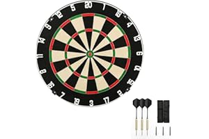 joyionic Bersaglio per Freccette, Dartboard in Sisal del Kenya, Tabellone Diametro 46,5 cm con Supporto a Parete, incl. 3 Freccette con Scatola