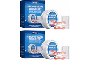 CARRENEU Juego de 2 Piezas Dentadura de Silicona Carillas Dentales Dientes Postizos Temporales Dentaduras Postizas Ajustables Dentaduras Postizas Temporales para Hombres y Mujeres