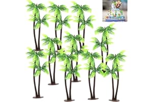 DISINO 10pcs Plastic Cocount Palm Tree Cake Decoration Toppers,5.11inch DIY Mini Artificial Scenery Landscape for Jungle Themed Cake Decoration,Fish Tank，Teaching