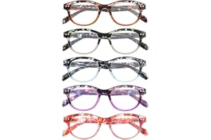 JOLISU 5 Pack Occhiali da Lettura per Donna, Modelli Eleganti con Cerniera a Molla e Protezione Luce Blu