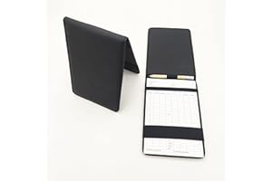 HH-GOLF Golf Scorecard Holder, Black Synthetic Leather Golf card and pencil holder, Deluxe Pocket Golf Yardage Books golf gift