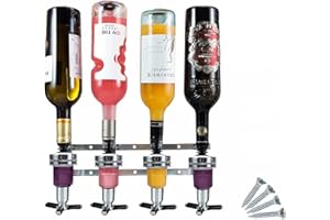 MZOLIFE Flaschenhalter Wand und Dosierer, Baroptik für Homebar, Optik Spender für Spirituosen, Bar Butler Getränkespender für Home Pub, 4 Fach