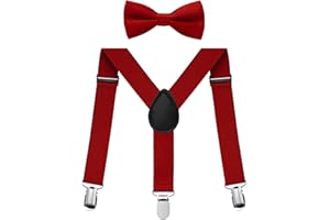 FACATH Szelki dla chłopców, szelki dziecięce z elastycznym kształtem Y, regulowane za pomocą klipsów i muszki dla chłopców i dziewczynek