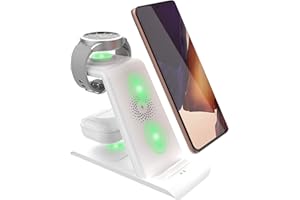 SPGUARD Charger for Samsung Galaxy Watch 6/5/4 Charging Station Replacement Charger for Galaxy Watch 6/5/4/3/Active 2/1/Z Fold 5/Flip 5 /Buds/Galaxy S23/S22/S21 Qi Multiple Device Phone Charger Dock