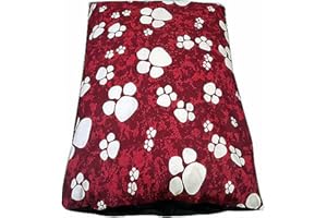 E4Emporium PET DOG BED CUSHION COVER LARGE COLOURS BLUE, GREEN, RED & ORANGE ZIPPED COVER (Red Paws)