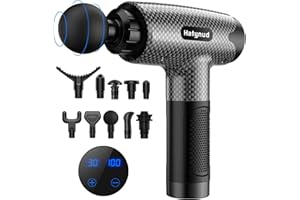 HEADOT Massagepistole Deep Tissue für Sportler, Muskelperkussionsmassagegeräte für Nackenrücken mit 10 Köpfen, 30 einstellbare Geschwindigkeiten Tragbares elektrisches Handmassagegerät, Carbon