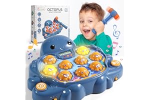 Doloowee Juego Whack a Mole, golpear el topo juguete interactivo para niños, juguete a partir de 3 años (azul)