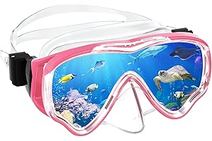 UPhitnis Occhiali da immersione per bambini con protezione nasale – Occhiali da nuoto anti-appannamento per bambini 4-12 anni per ragazzi e ragazze – Maschera subacquea panoramica a 180° con copertura nasale
