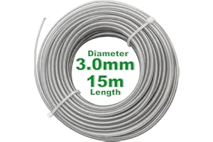 Zeqeey Corda in nylon resistente, 3 mm, 15 m, rotonda, in acciaio, per decespugliatore erbacce per parco, giardino, cortile