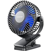 Ventilateur De Poussette Bébé Gaiatop 4000mAh - Oscillant, 4 Vitesses, Clip Et Lumière LED