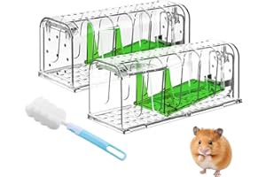 Elezenioc Lebendfalle für Mäuse, Mäusefalle, 2er-Set, tierfreundliche Mäusefallen mit Luftlöchern, hochsensible Lebendfalle für Mäuse, berührungslose Auslösung, wiederverwendbar mit Reinigungsbürst