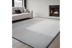 Sour Lemon Rugs Living Room - Grey Area Rugs for Bedroom Faux Rabbit Fur Large Rug,Anti Slip Rug Large Floor Carpet Short Pile Area Rug for Living Room, Bedroom,Kids Room 200X300CM