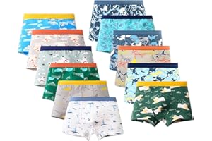 HAGOT 12er Pack Jungen Boxershorts aus Baumwolle Unterhosen， Jungen Unterhosen Baumwolle Boxershorts