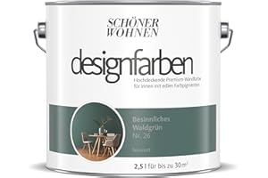 hagebauSPN Schöner Wohnen designfarben feinmatte Wandfarbe für innen 2,5 Liter mit go/on Rollen-Set 5-tlg (Nr 26 Besinnliches Waldgrün)