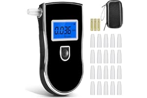 Uwelliky Alcoholímetro, Probador de Alcohol Portatil Digital Alcohol con 20 Boquillas y 3 baterías AAA, Pantalla LCD, Sensor 