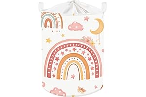 Clastyle Ceste Biancheria Bambini Arcobaleno Cestino Giocattoli Vestiti Impermeabile per Ragazza Cestino Portaoggetti per Bagno Cameretta Bucato,Luna,36 * 45 cm