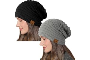 KORDEAR Beanie Hat Women - Winter Warm Knitted Beanies Ladies Thermal Wooly Hat Soft Stretch Slouchy Beanie Skull Cap Cable Knit Hat for Women Girls Outdoor UK