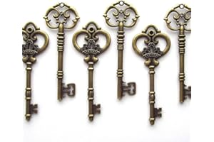 Makhry Misto 20 Scheletri Extra Grandi in Argento Antico - Set di Chiavi 20-3 1/4"