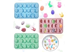 EMHTHME Moldes de Silicona de Pascua, 3 Piezas moldes de silicona de Pascua para chocolate, Molde de Huevo de Pascua, Molde de Conejito de Huevo de Pascua, para Dulces, Chocolate, Gelatina, Fondant