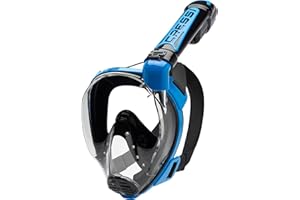 Cressi Unisex-Youth Duke Dry Full Face Mask Maska Do Nurkowania Z Rurką I Pływania Na Powierzchni,Czarny/Niebieski,S/M,Xdt005020