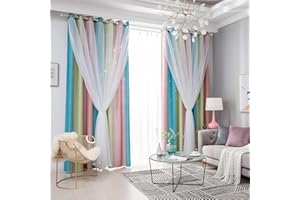 ZOYIEP Vorhang Kinderzimmer, Doppelschicht Blickdicht Gardinen Mädchen Vorhänge Aushöhlen Sterne Gardienen für Kinderzimmer Wohnzimmer Dekoration (Rosa,100x130cm)