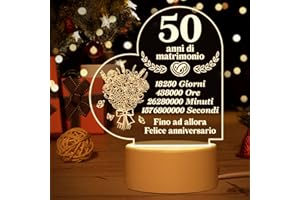Vetbuosa Regalo Anniversario Matrimonio, Regalo Anniversario per Lui - Idee Regalo Luce Notturna per Anniversario, Regalo Anniversario 50 Anni, regalo anniversario per lei - Regali Anniversario