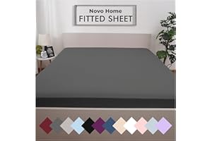 NOVO HOME Dark Grey Fitted Sheet Double Beds (135×190 cm, Deep 35 cm) – Pack of 1 Soft Microfibre Elasticated Cover – Breathable, Durable & Easy Care Bottom Sheet