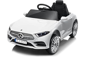 LALAHO Mercedes-Benz Kinder Elektroauto 12V – Mit 2,4G Fernbedienung, MP3-Player, LED-Lichtern & Hupe – Elektrisches Spielzeugauto für Kinder (Weiß)