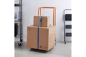 Amazon Basics Tie-Down Straps, 2.5 m Long, 25mm Wide, 150kg Load Capacity - Blue (4-Pack)