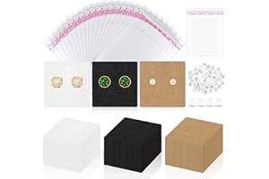 Glarks Juego de 550 tarjetas para aretes con 6 agujeros para colgar aretes, tarjetas de exhibición de aretes de 2 pulgadas, color marrón/blanco/negro, soporte para tarjetas de aretes kraft, G-3475
