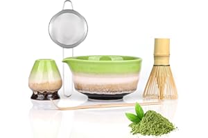 Vankarr 5 Set Matcha,Matcha Cerimoniale,Matcha set da tè matcha,con Frusta Matcha in bambù cucchiaio ciotola e supporto,regalo per gli amanti del matcha