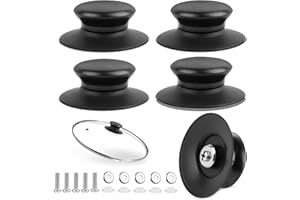 LOBVABA 5 Stück Topfdeckelknopf, Topfdeckelgriff, Topfdeckel Griff Universal, Pan Lid Cover Knöpfe, Deckelknopf, Topfgriff, Ersatzknöpfe Griffe, mit Schraubenzubehör, für Topfdeckel, Ersatzknöpfe, Kasserolle