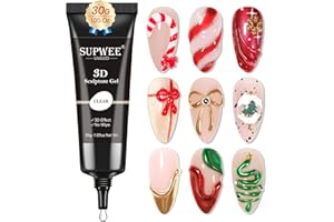 SUPWEE Rzeźba 3D Nail Gel - 30G przezroczysty żel do rzeźbienia paznokci wielofunkcyjny klej do paznokci stras do malowania DIY Carved Gel Lakier do paznokci 3D żel dekoracja paznokci Manicure