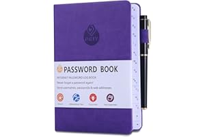 JIANTA Quaderno delle Password, Password Book Alphabetical with Tabs A-Z Index, Taccuino Address Book, Rubrica, Tascabile, Copertina Rigida, Organizer per Password, 13 cm x 19 cm, Viola