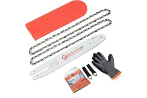 SAVIOR 2-pack Sägekette mit 30 cm Kettensägen Schwert & Schwertschutz Kompatibel mit Stihl MS170 MS171 MS192T und mehr, Ersatzkette 3/8"LP 1,1 mm 44 TG