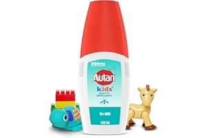 Autan Kids Vapo Spray Antizanzare, Repellente Zanzare, Dermatologicamente Testato, Protezione fino a 8 ore per bambini dai 12 mesi, 1 Confezione da 100ml