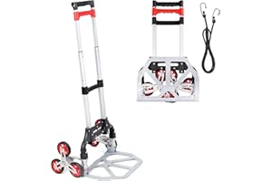 ‎NAVARIS Navaris Faltbare Alu Sackkarre mit Treppensteiger - belastbar bis 70kg - Gummiräder - Aluminium Handkarre klappbar mit 1m Spanngurt für Getränke