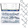 Glarks 30pcs 3 Styles M4 M6 Toggle Bolts Toggle Anchors Butterfly Anchors, Spring Toggle with Wing Nut Set 6 Size Toggle Bolt & Eye Bolt & Ceiling Hooks for Ceiling, Sheetrock, Hollow Wall