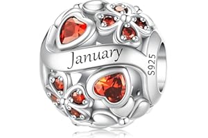 LNQOBU Birthstone Charms do bransoletek Pandora, srebro wysokiej próby 925, zawieszka w kształcie serca w kształcie serca, prezent urodzinowy dla kobiet