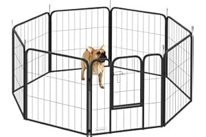 PawHut Parc pour Chien, enclos Chien 8 Panneaux modulable et Pliable, enclos Portable en Acier 60H cm avec 1 Porte, clôture pour Petits Chiens, intérieur et extérieur, Noir