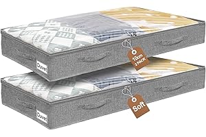 mepure Underbed Storage Bags, 10cm Shallow Under Bed Storage Box with Zip, Foldable Organiser with Clear Window & Reinforced Handle, Shoe Storage for Clothes, Blankets, Bedding, grey