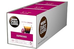 ‎NESCAFÉ DOLCE GUSTO NESCAFÉ Dolce Gusto Espresso, 48 Kaffeekapseln, 100% edle Arabica Bohnen, Charaktervoller Espresso, Fruchtige Granatapfelnote, Samtige Crema, Aromaversiegelte Kapseln, 3er Pack (3x16 Kapseln)