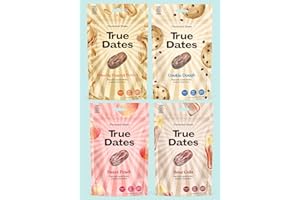 ‎TRUE GUM True Dates - Probierset 4 Sorten | Sour Cola, Sweet Peach, Creamy Peanut Butter, Cookie Dough | natürlich aromatisierte Datteln | 4x100 g