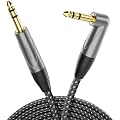 deleyCON Câble Guitare 6,35 mm 10m, Câble Instrument Jack TRS Stereo Coudé - pour Guitare électrique, Basse, Batterie, Pédales, Amplificateurs, Tables de Mixage, Accordeurs, haut-Parleurs
