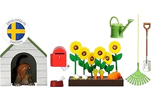 Lundby Dolls House Accessories – Food and Flower Garden + Tools + Dog and Doghouse + Mailbox – Dolls House Furniture –– 29 pieces for 11 cm Mini Dolls – 4+ 1:18