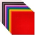 Strictly Briks 12 Pack 15cmx15cm Classic Stackable Baseplates, For Building Bricks, Bases for Tables, Compatible with LEGO Blocks, Compatible with LEGO Sets, Rainbow Colors