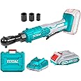 TOTAL Super 20V Cordless Driver Ratchet - 65Nm Max Torque, 3/8" Square Drive, 250 RPM, Includes 3 Sockets (13mm, 17mm, 19mm), 2.0Ah Battery & Charger, Carrying Case