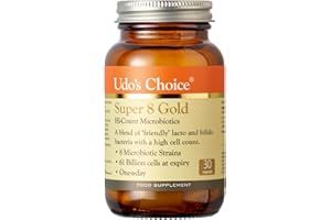Udo's Choice Super 8 Gold Hi Count Microbiotics - 102 Billion Cell Count - 8 Microbiotic Strains - High Percentage & Concentration of Bifido Strains - 30 Vegicaps - One a Day