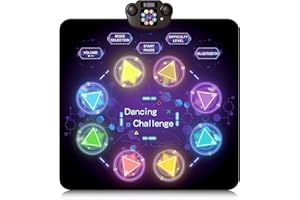 GOLDGE Tanzmatte Kinder - Geschenk Mädchen Jungen 3-12 Jahre, Wiederaufladbar Tanzmatte mit 8 LED Leuchten und Bluetooth, Musikmatte Geburtstag Weihnachten Spielzeug